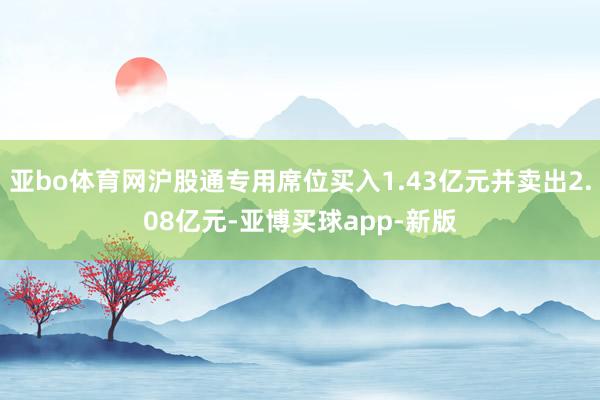 亚bo体育网沪股通专用席位买入1.43亿元并卖出2.08亿元-亚博买球app-新版